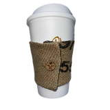 Stylish coffee cup sleeve with authentic coffee farm print from THE COFFEE JACKET